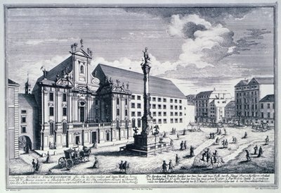 View of the Am Hof square showing the Mariensaule or Column of Our Lady engraved by Johann-August Corvinus by Salomon after Kleiner